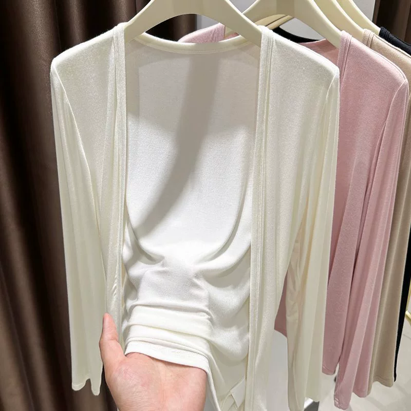 Тонкий шелковый черный жилет, кардиган, плащ, вязаное Slip Dress, защита от солнца