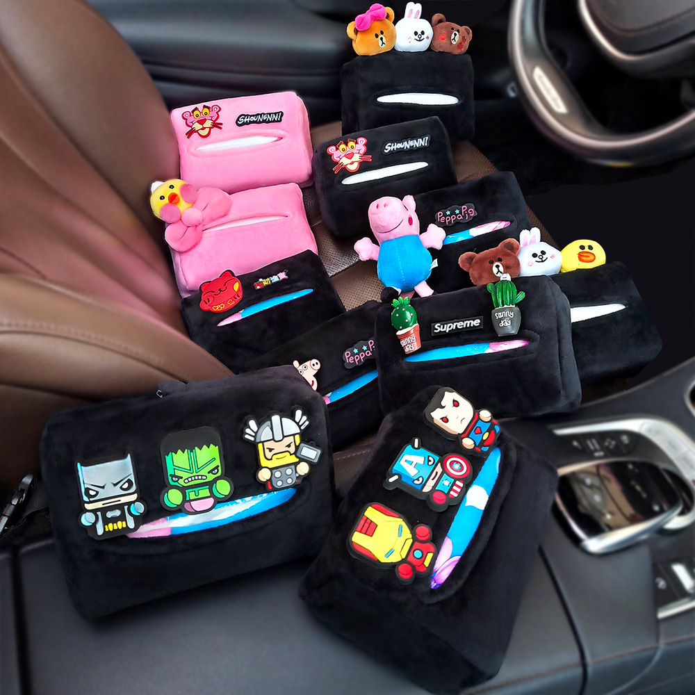 High-Quality Car Sun Visor, Plush Tissue Box for Car Interior, Car and Home Decoration Tissue Holder, Wholesale from Manufacturer