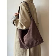 韩系复古磨砂绒面大容量托特包女2025新款高级慵懒感单肩斜挎包