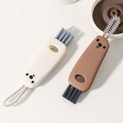 Cartoon three-in-one bear cup brush, multi-functional thermos cup rubber ring cleaning brush, kettle spout, bottle mouth gap, bottle brush