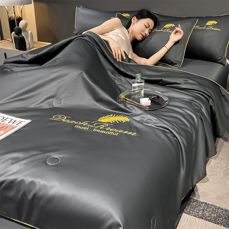 アイスシルクサマーキルト、夏用エアコンキルト、学生寮用4点セット、夏用クールキルト、家庭用夏用冷却シルクキルト|undefined