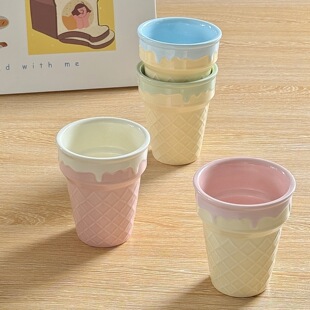 Ice Cream Cute Straight Cup Shape Yogurt Creative Dessert Household Tableware Ins Korean Girly Heart Set