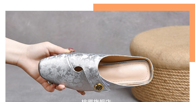 Dép lê nữ da thật mũi kín đế mềm dễ mang — Màu đen chi tiết 28