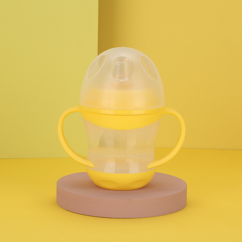 Taza anti-goteo tipo pico de pato para bebé con tapa y doble asa, taza para aprender a beber para niños, nueva taza de pico de pato al por mayor