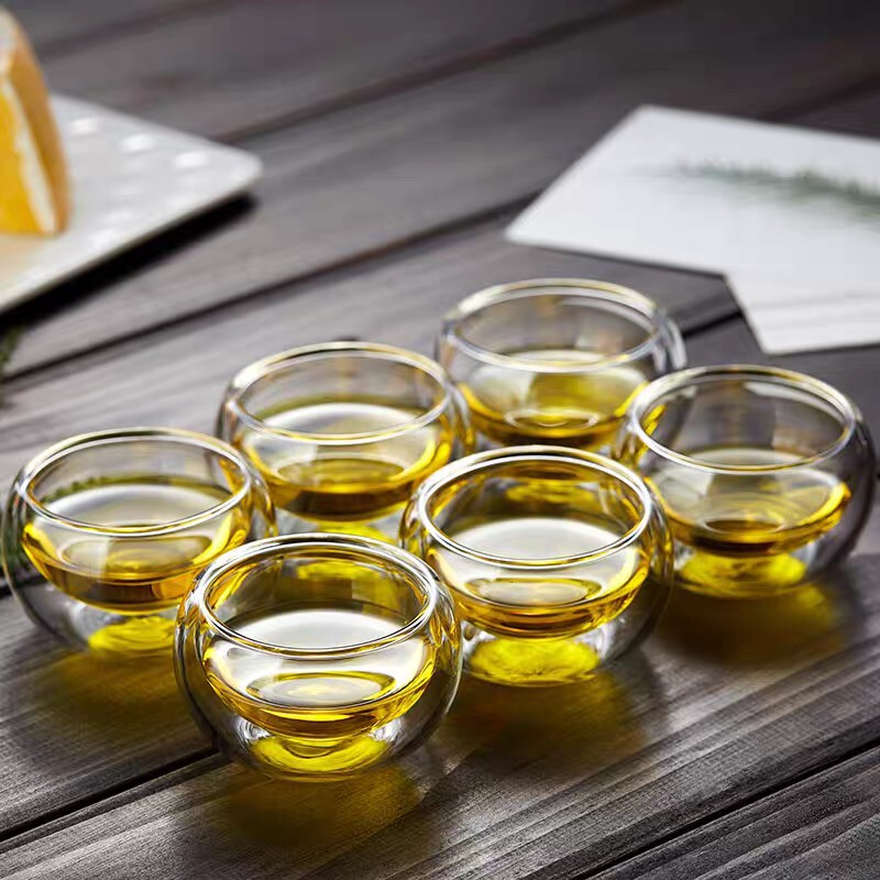 Thickened Heat-Resistant Glass Double-Layer Insulated Transparent Small Cup for Drinking Tea, Master Cup, Tea Set, Insulated Kung Fu Tea Cup