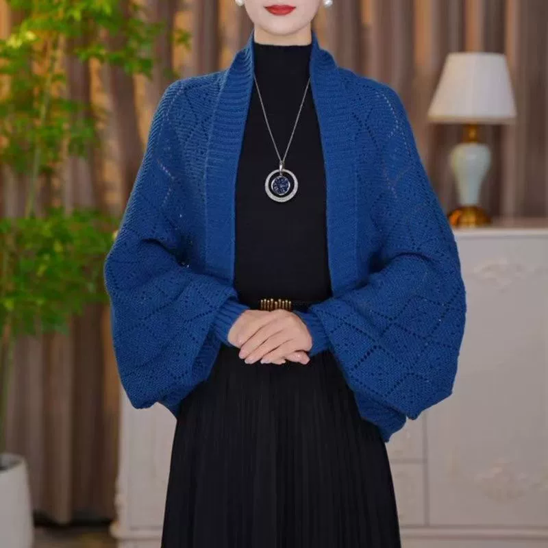 Демисезонное knitted Cloak, женский кардиган slim-fit с бриллиантовой вязкой, длина 145 см