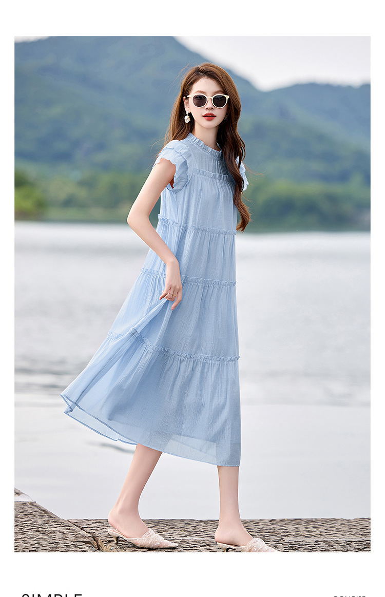 Váy liền suông midi che bụng thời trang hè 2025 dáng rộng khí chất LM6906 — Màu hồng, Màu trắng chi tiết 24
