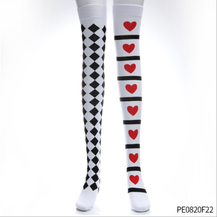 Personaje de payaso de Halloween Pantimedias verticales en forma de diamante Accesorios de rendimiento de maquillaje Medias festivas Pantimedias