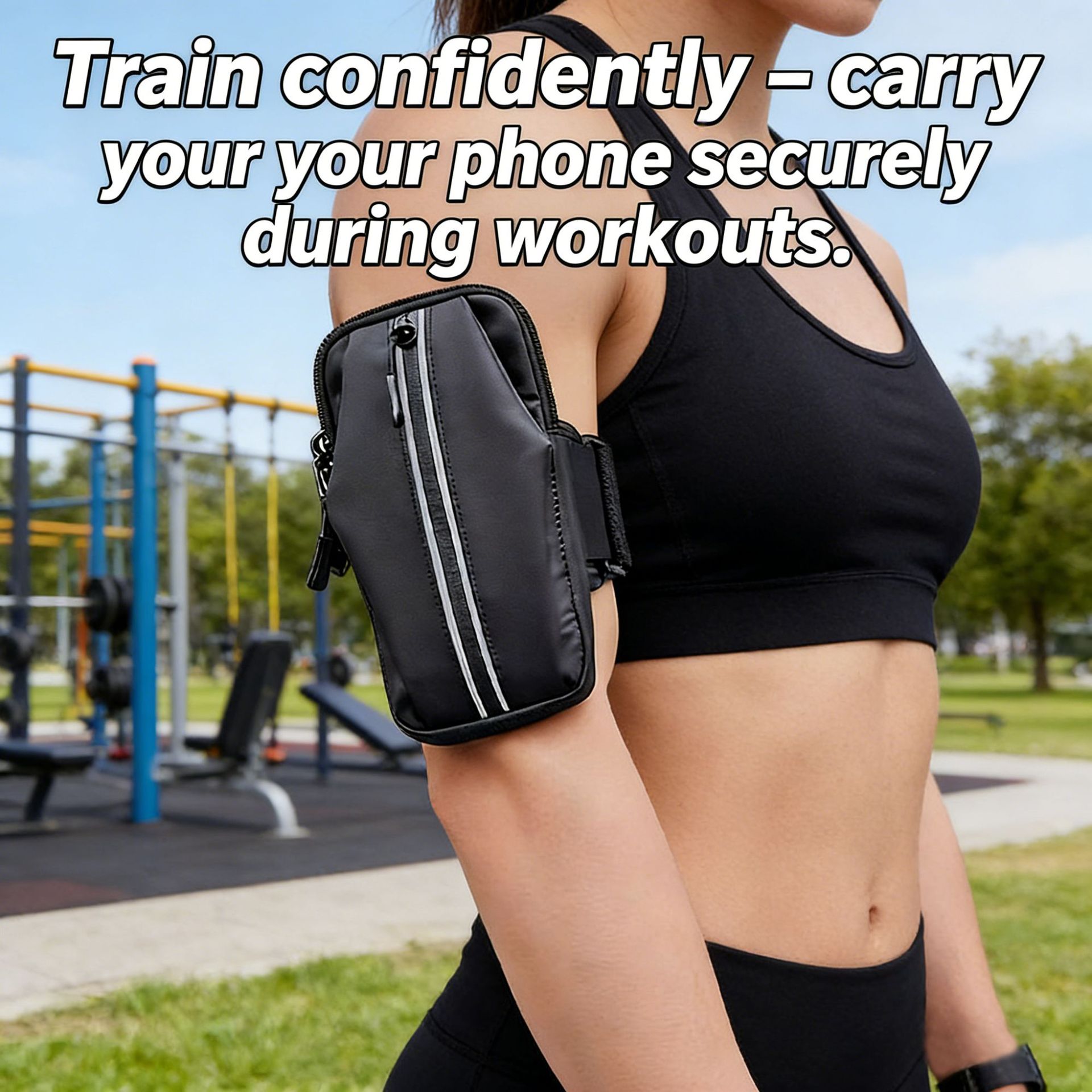 Breathable sports phone arm bag for men and women, outdoor cycling fitness arm storage pouch, portable close-fitting phone arm bag
