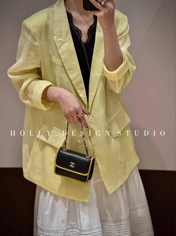 French Twill Ramie Suit Casual Loose-Fitting Versatile Jacket 77