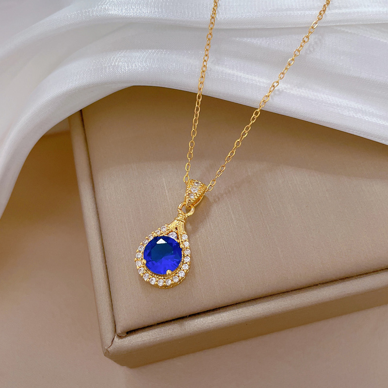 Gorgeous Diamond Teardrop Necklace For Women Versatile Chain_voghion.com