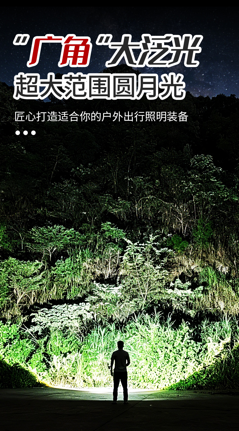 Outdoor fishing and scorpion hunting portable handheld lamp, ultra-bright long-life zoomable UV flashlight