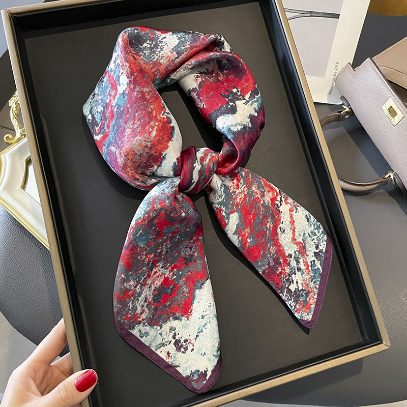 杭州シルク绢糸ハイエンドシルケット春夏新作プリント装饰70cmスカーフ女性|undefined