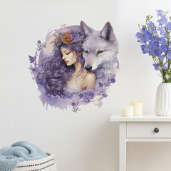 FX-F518創意美女花朵動物狼客廳臥室背景牆壁裝飾美化牆貼畫自粘