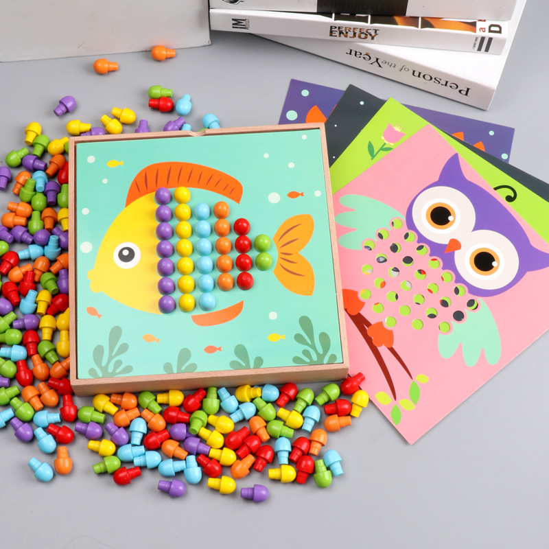 Creativo 184 juguete de uñas de setas rompecabezas educativo tablero combinación kindergarten regalo Qiaoqiao uñas rompecabezas de madera