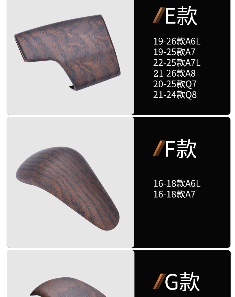 Suitable for Audi Zen wood grain gear shift cover A6L/A4L/A5/Q2L/Q5/Q7Q6A8A3 interior modification gear shift cover