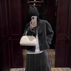 【ミルクミルク】ミンクの毛の短いリングの毛皮の一体環境保護の毛皮のコートの女性の冬の新しい金のミンクの毛をまねます。