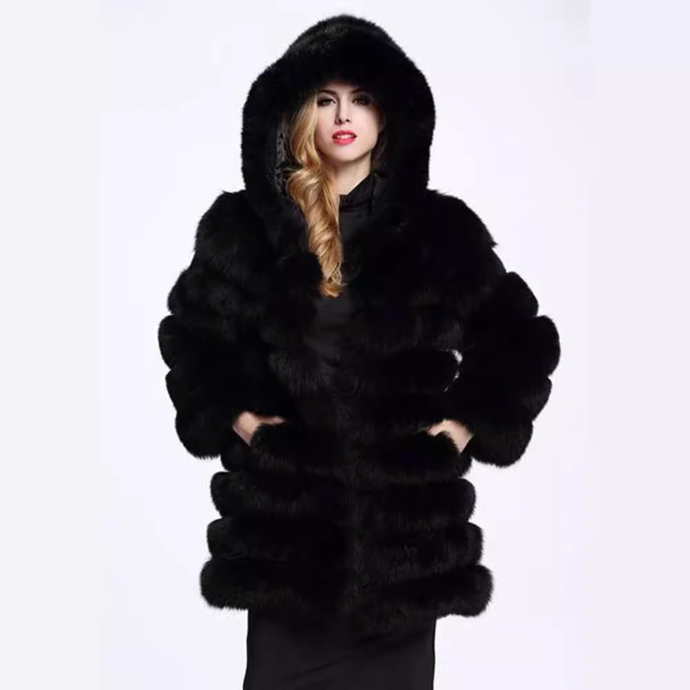 Women's Clothing Haining fur fox fur coat new long women's leisure long sleeved warm coat_voghion.com