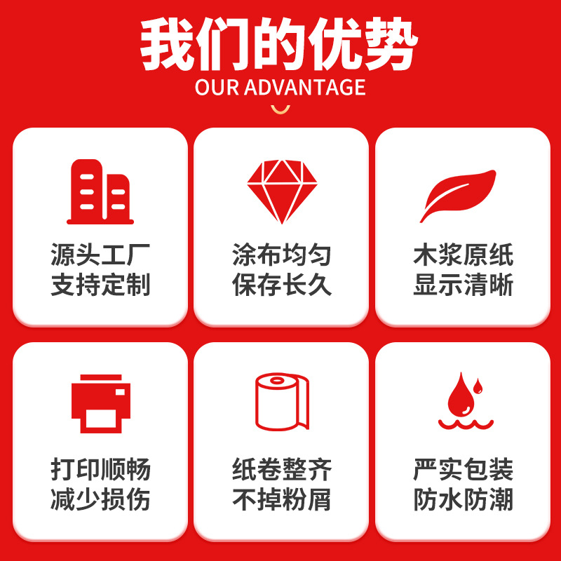 Papel de caja registradora 80x80 Meituan Papel de recibo 57x50 impresora térmica de caja registradora rollo de papel 80mm60 papel de impresión para llevar