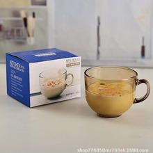 ins风高颜值早餐玻璃杯 带盖带勺带把手泡茶水牛奶大容量杯子批发