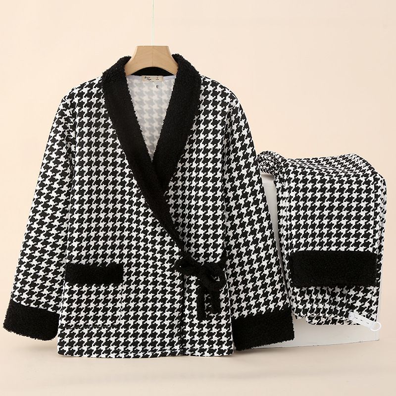 옆열림-에어 코튼-퍼 칼라 그리드-블랙