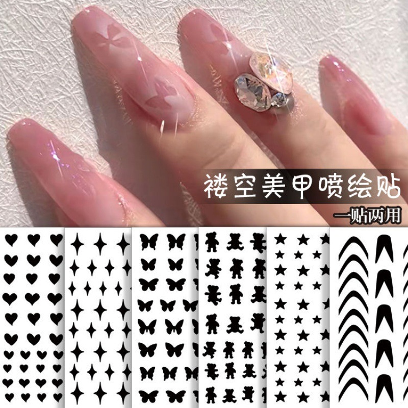 Nail enhancement Sticker Hollow new pattern Printing Template Explosive money love Astral Little Bear butterfly French tool wholesale