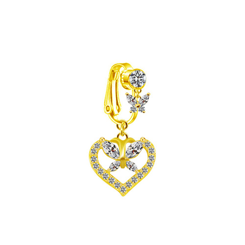 Gaibei European and American cross-border heart-shaped butterfly five-star navel ring navel ornaments without holes navel ring ear clip dual-use square navel nail