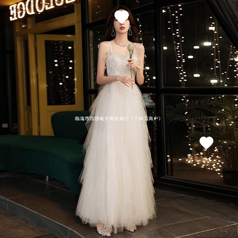 White Banquet Strapless Evening Dress 2026 New Style Fairy-Like Bridesmaid Dress Long High-End Student Graduation Gown