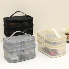 工廠批發雙層網紗化妝包便攜旅行女士化妝包透明網布化妝品收納包