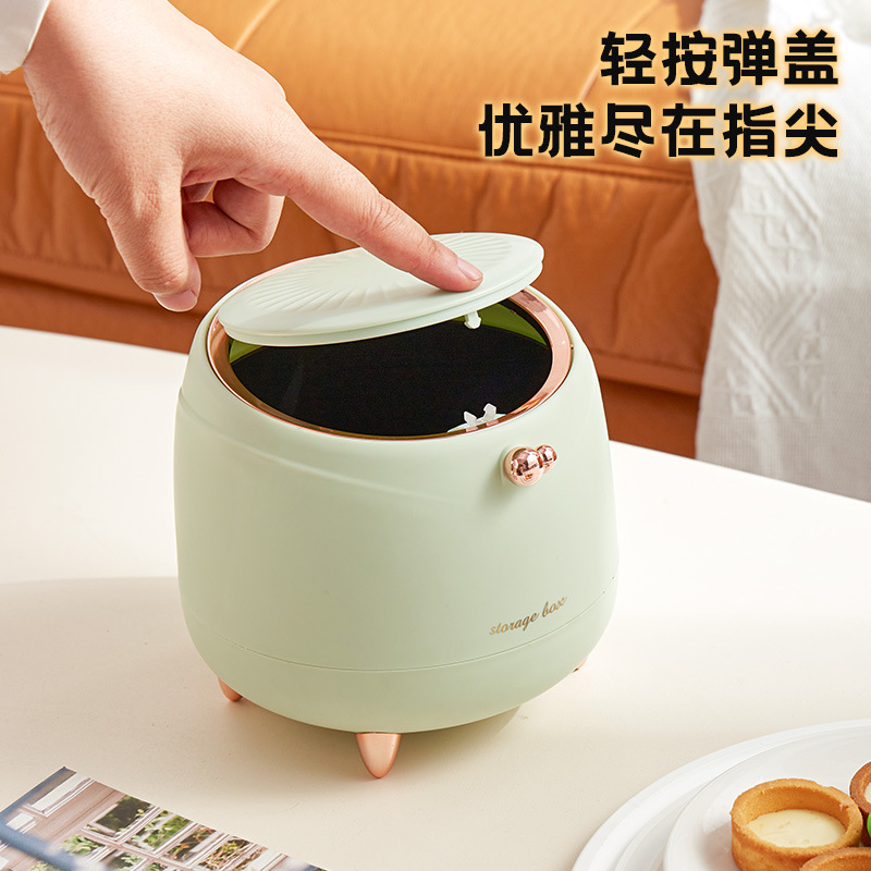 Push-tipo de plástico cesta de papel de escritorio creativo Papelera Oficina hogar mini bote de basura