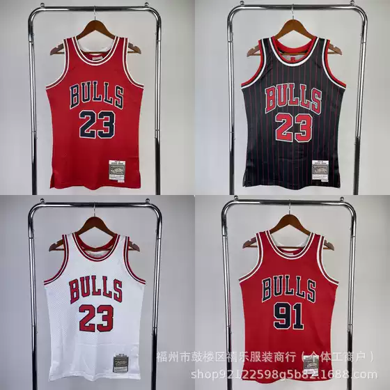 Mn Retro Heat-Pressed Jersey Bulls No. 23 91 Rodman 33 Pippen Sports Mesh Basketball Jersey Trendy Retro