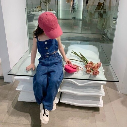 Ladies' Tank Top Set  Summer New Arrival Korean Style Baby Washable Soft Denim Two-Piece Set Cross-Border Wholesale