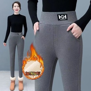 Velvet and Thickeneded Cashmere Leggings for Women 2024 Autumn and Winter Outer Wear High-Waisted Leggings Tight Elastic Warm Pants