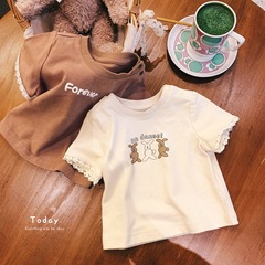 嬰幼兒夏裝短袖女寶寶圓領短袖T恤嬰兒打底T恤衫兒童上衣0221A012
