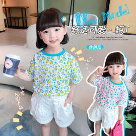夏季2025女童短袖T恤豹纹印花时尚百搭童装宽松舒适可爱上衣打底