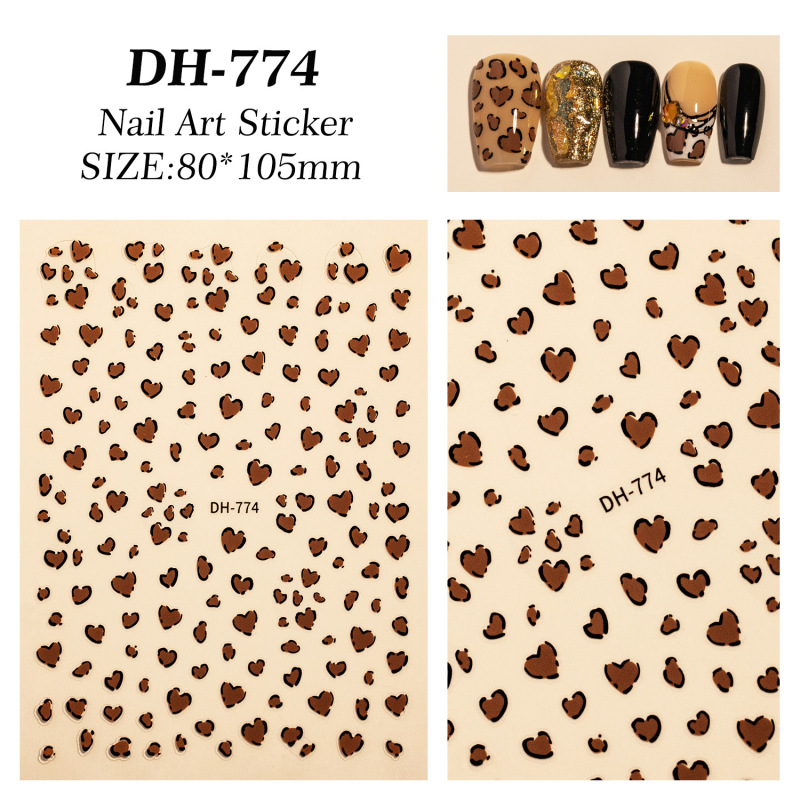 美拉德豹纹美甲贴纸平面带背胶经典百搭豹纹diy指甲贴纸饰品 DH款|undefined