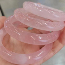 天然正品粉红水晶手镯首饰通透宽版红色女款小众饰品镯子冰种手环