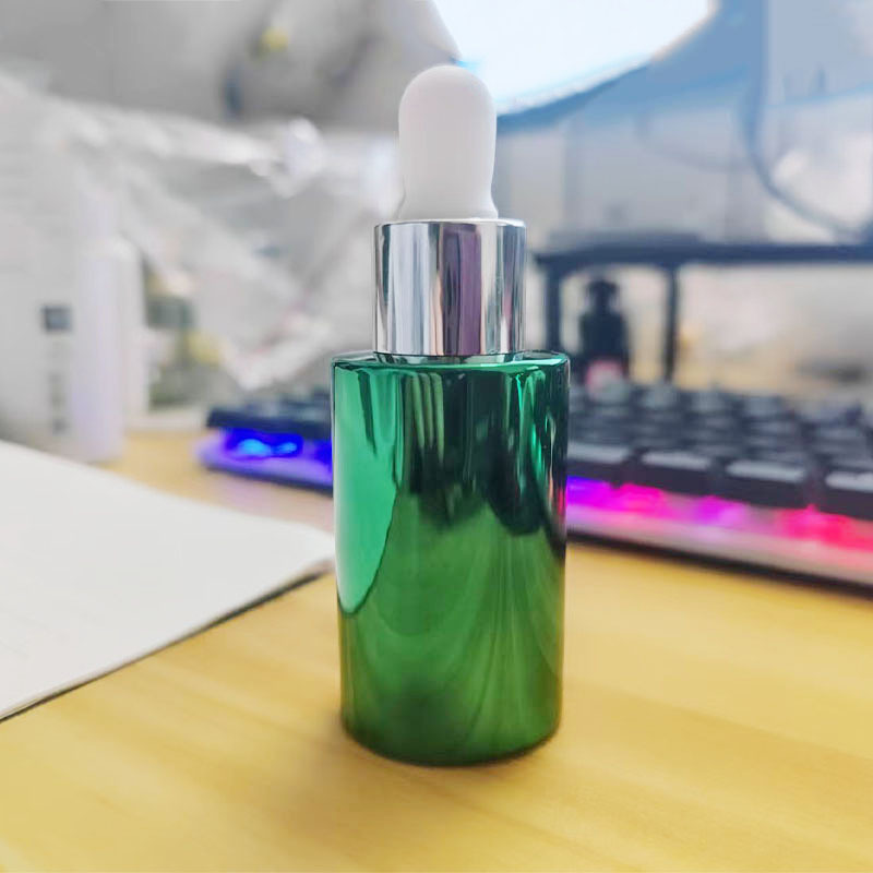绿色电镀瓶子30ml滴管精华液瓶原液玻璃瓶套装瓶