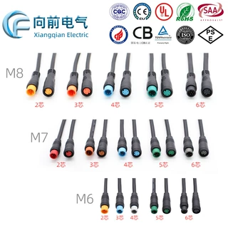 M8宝马头2/3/4/5/6芯防水接头太阳能户外公母对插头 防水连接线