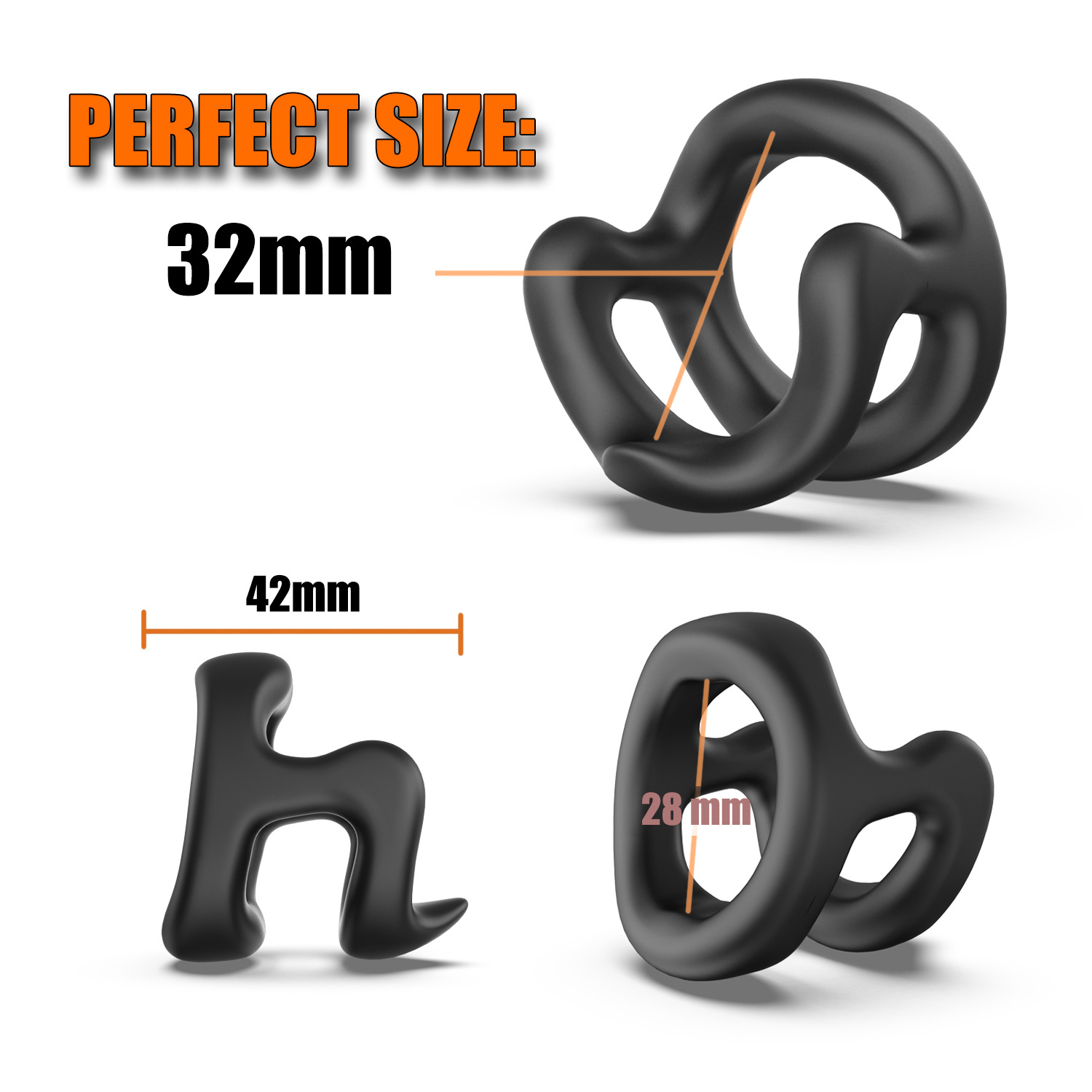 Venta caliente Super suave anillo de bloqueo de esperma de tres anillos de silicona líquida anillo de pene vinculante de triple raíz anillo de bloqueo completo anillo sexy