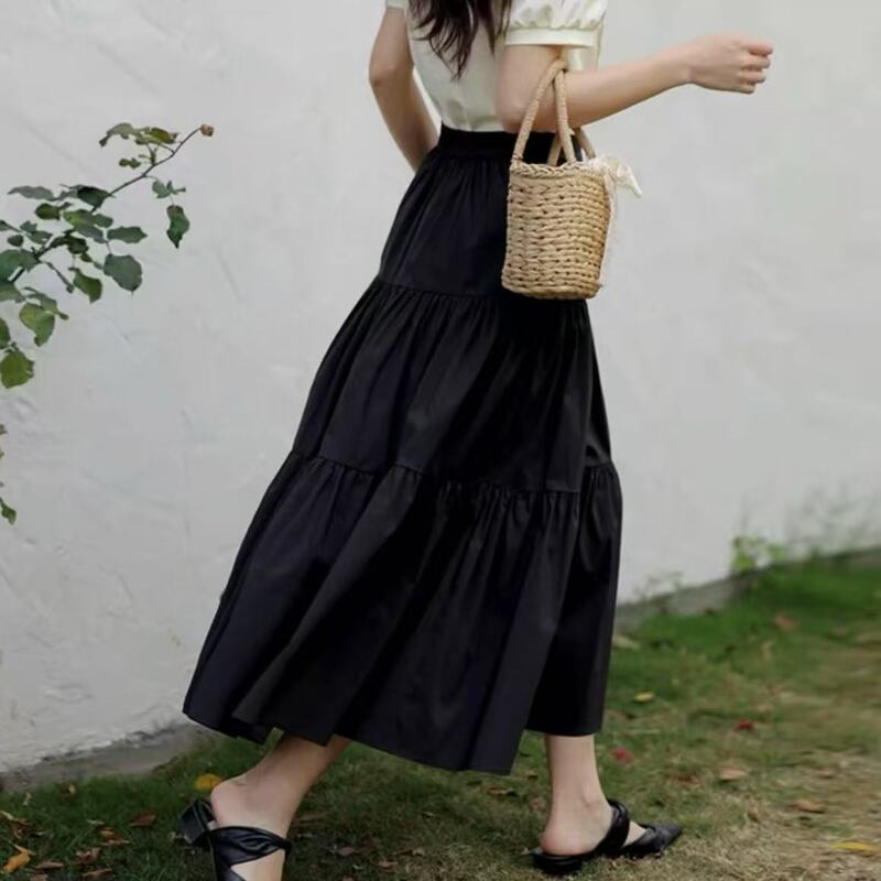 Skirt Skirt Long Skirt Women's Summer Artificial Cotton Spring and Autumn Cotton Silk 2025 New A- word Black All-match Skirt Skirt Long Skirt Women's Summer Artificial Cotton Spring and Autumn Cotton Silk 2025 New A- word Black All-match