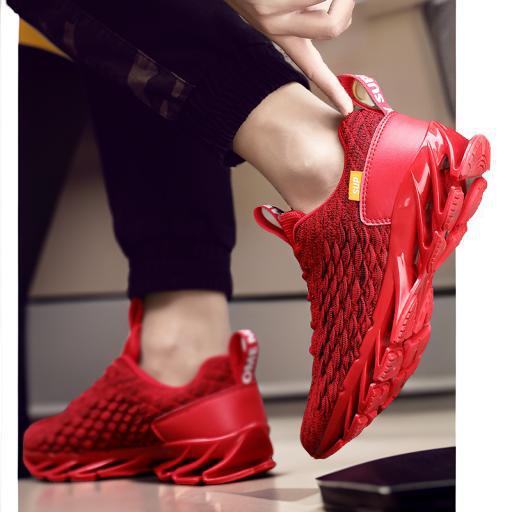 Zapatos de cuchilla transfronterizos de escala de pescado primavera 2025 nuevos zapatos de tela de malla de gimnasio zapatos de deporte transpirables zapatos de carrera