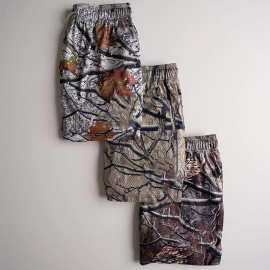 欧码美式枯叶风纯色网眼纯色速干网眼四分不过膝篮球短裤男女士夏