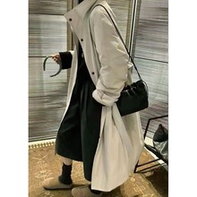 立领中长款风衣羽绒服女冬季新款宽松韩版外套黑色小个子大衣洋气
