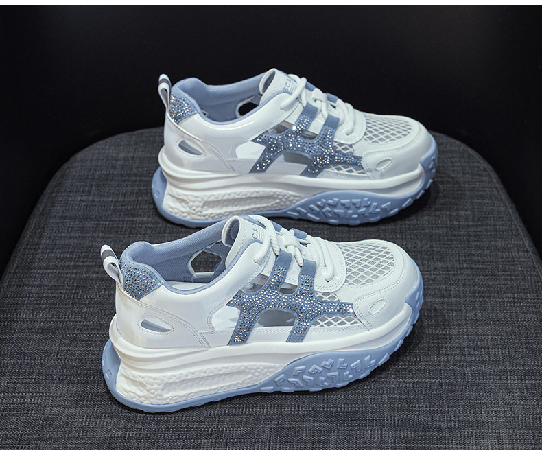 Giày sneaker chunky nữ đế dày mặt lưới thoáng khí phong cách thể thao — M2877 màu be, M2877 màu xanh lam, M2877 Màu tím chi tiết 19
