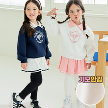 韩国童装2025冬新款女童加厚翻领卫衣套装可爱卡通冬季保暖两件套