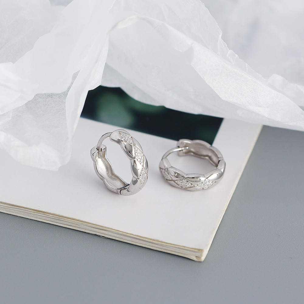 Daily Occasion Sterling Silver Material Sweet Irregular Sterling Silver Earrings Plating Zircon 925 Silver Earrings