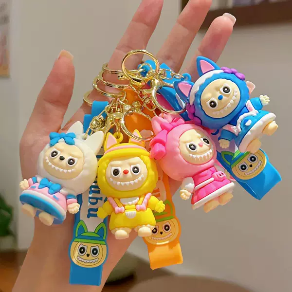 Labubu Little Sheep Keychain Silicone Doll Pendant Keychain Accessory Small Gift Hanging Ornament