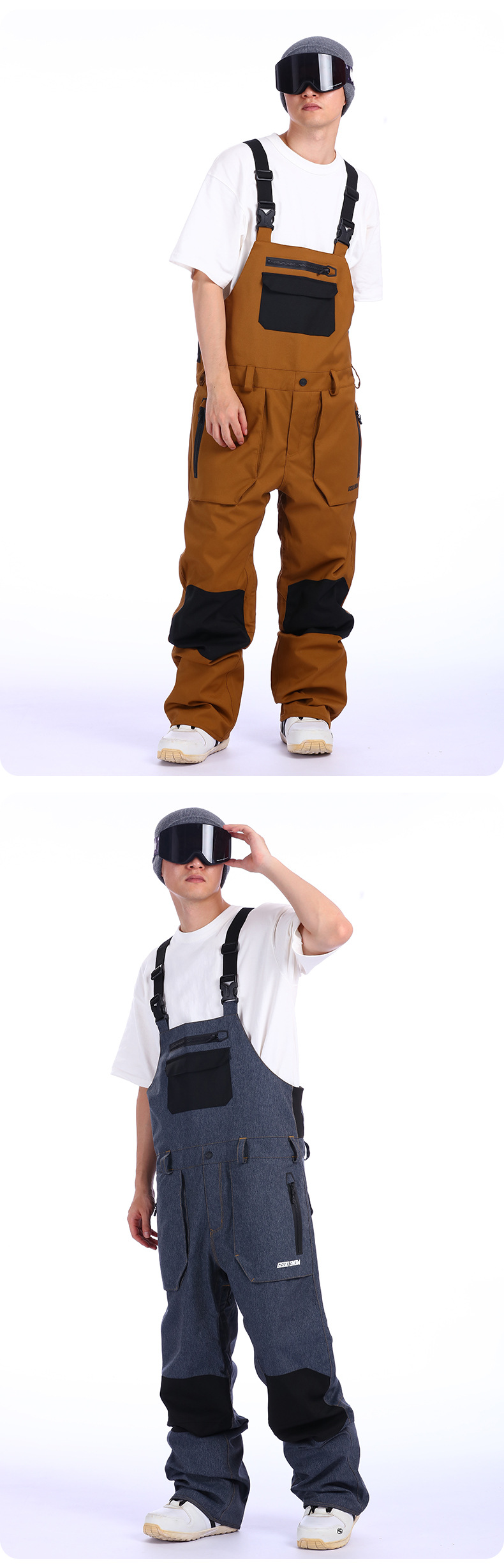 Neue Skihose mit Riemen für Herren, winddicht, warm und wasserdicht, Einzel- und Doppelbrett, einteilige Skihose mit Riemen für Herren_voghion.com