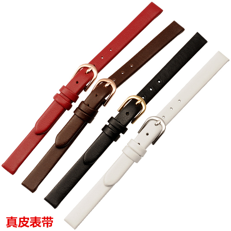Watch Strap Soft Women's Plain Fine Bracelet Cowhide Brown Black Independent Station Manufacturer Dropshipping